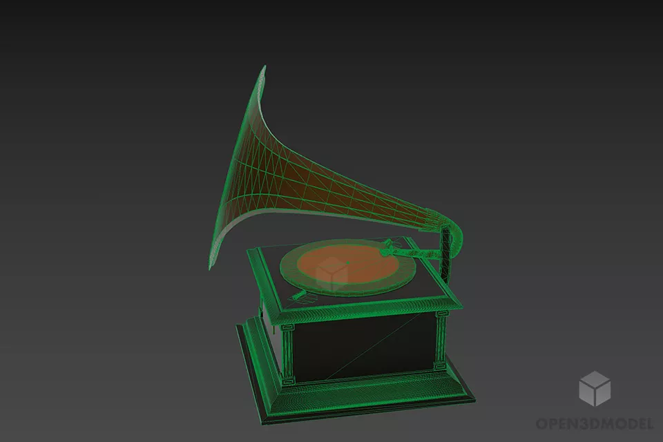 Vintage Gramophone Brass Material 3d model 3