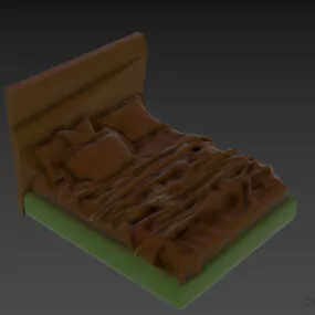 Hotel Double Bed With High Back 3d model