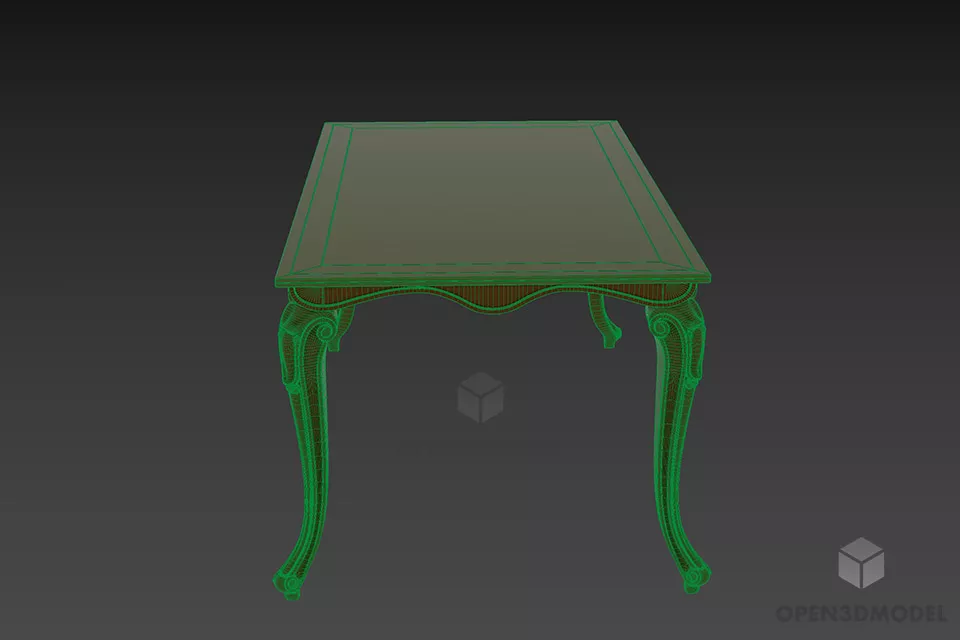 Antique Coffee Table Rectangle Shape 3d model 3