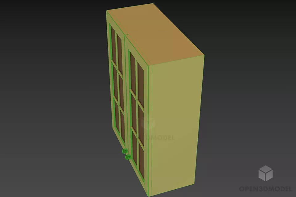 Cabinet Shelf With Glass Door On Wall 3d model 2