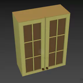 Cabinet Shelf With Glass Door On Wall 3d model