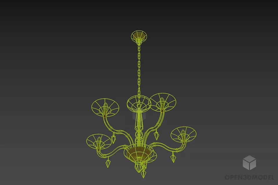 Glass Diamonds Ceiling Lamp 3d model 2