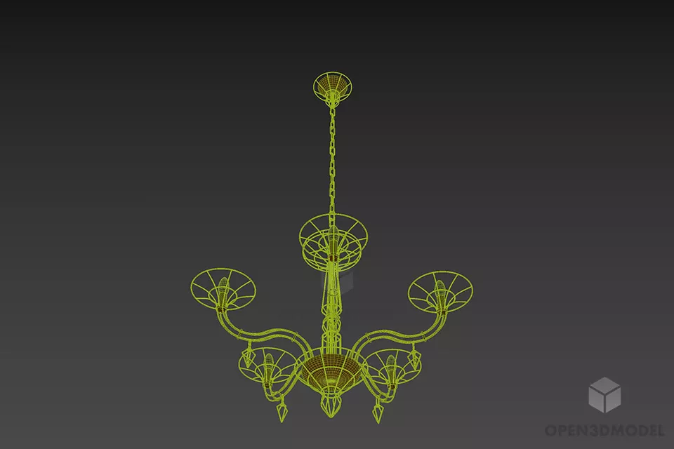 Glass Diamonds Ceiling Lamp 3d model 3