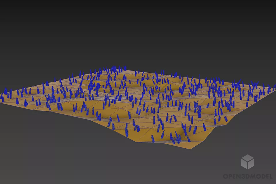 Yellow Grass, Landscape Grass 3d model 2