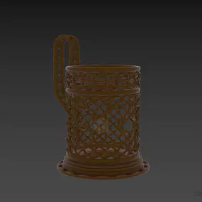 Carved Holes Glass Holder 3d model