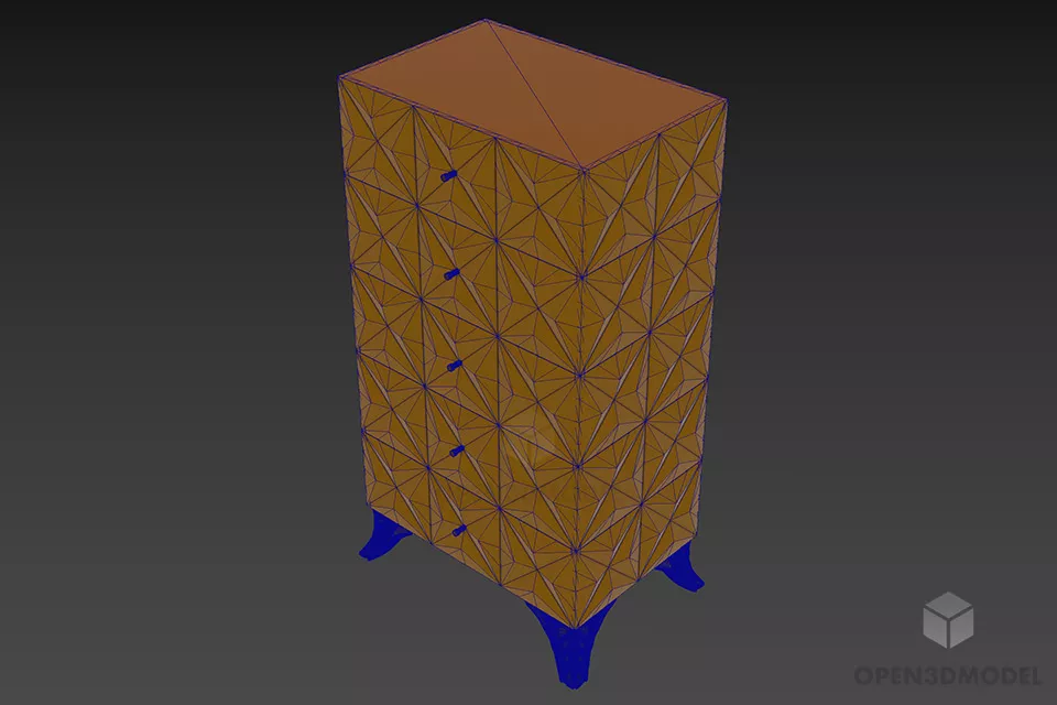 Luxurious Locker Greyv With Triangle Pattern 3d model 2