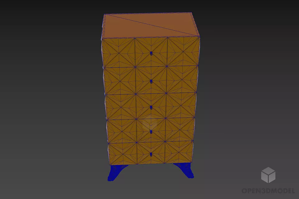 Luxurious Locker Greyv With Triangle Pattern 3d model 3