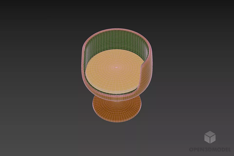 Glass Cup Armchair Modernism Shape 3d model 2