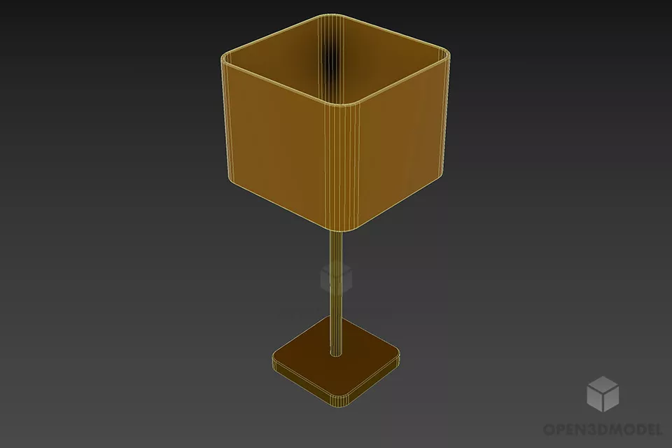 Luxurious Modern Hotel Table Lamp Rectangle Shape 3d model 2