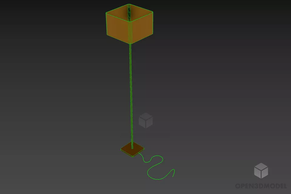 Torchere Floor Lamp With Rectangle Shade 3d model 2