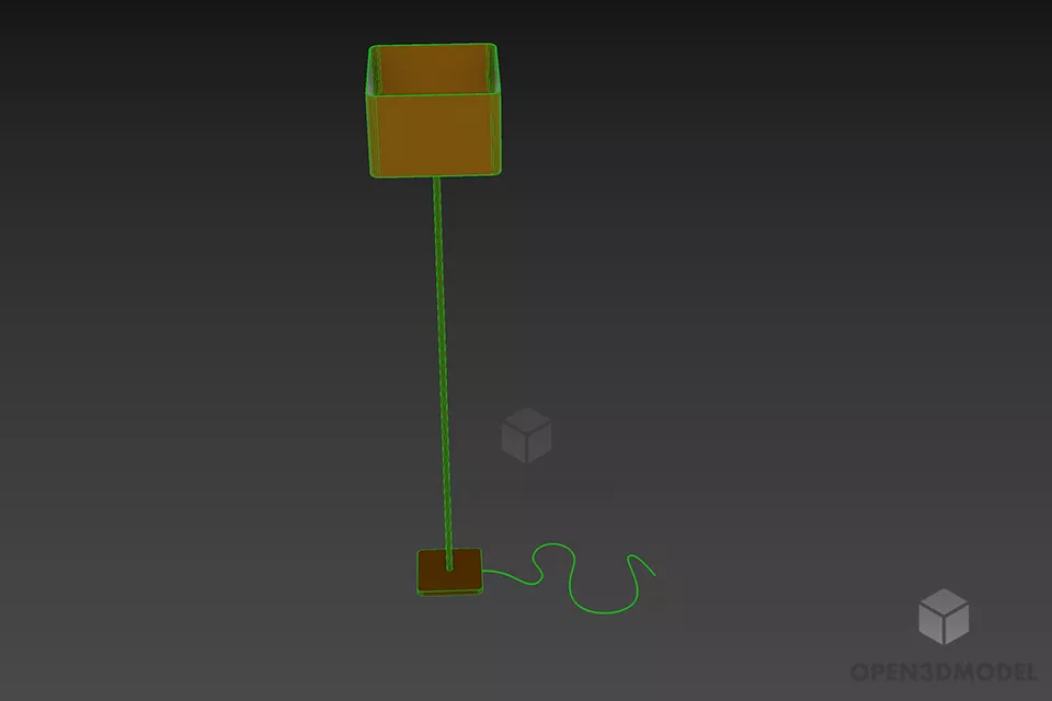 Torchere Floor Lamp With Rectangle Shade 3d model 3