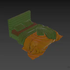 Hotel Bed With Leather Upholstery Back 3d model