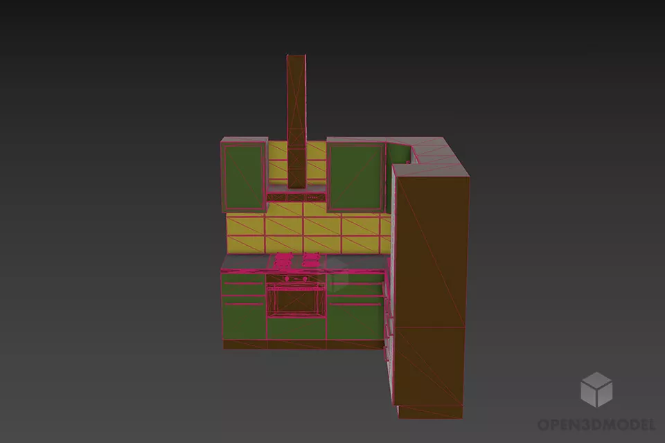 Corner Kitchen Mini With Oven 3d model 3