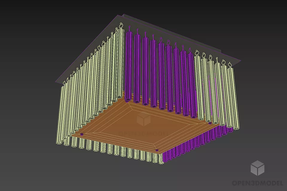 Modern Square Lamp With Glass Fiber Effects 3d model 2