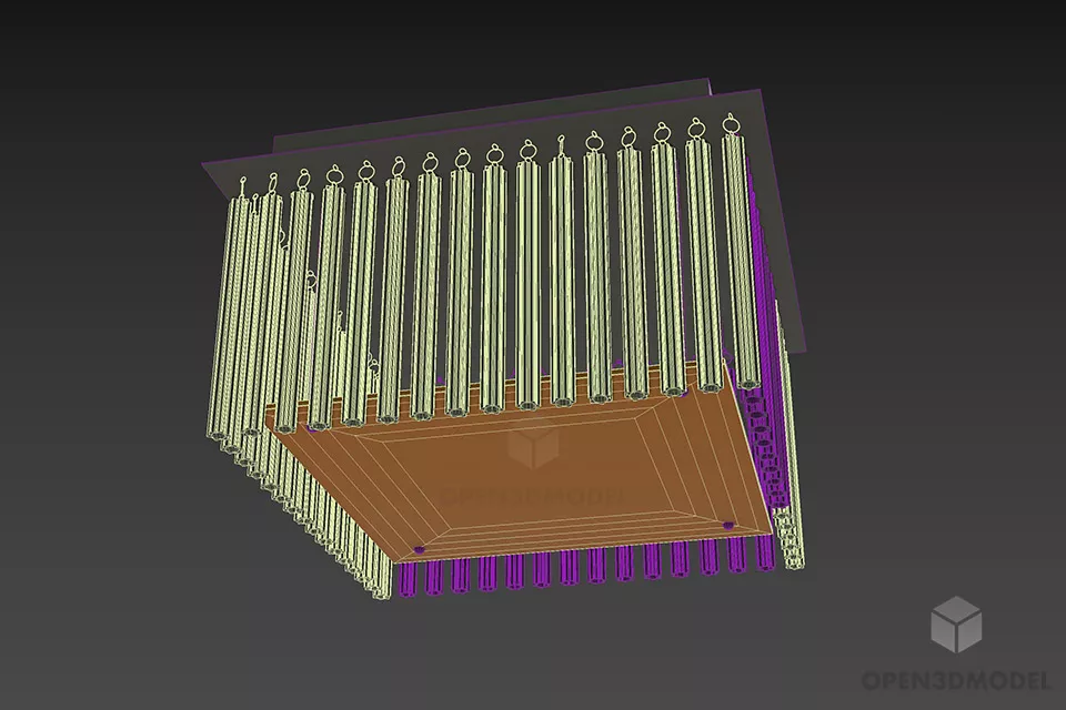 Modern Square Lamp With Glass Fiber Effects 3d model 3