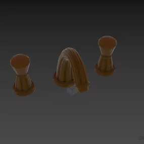 Silver Faucet Set Boutique Style 3d model