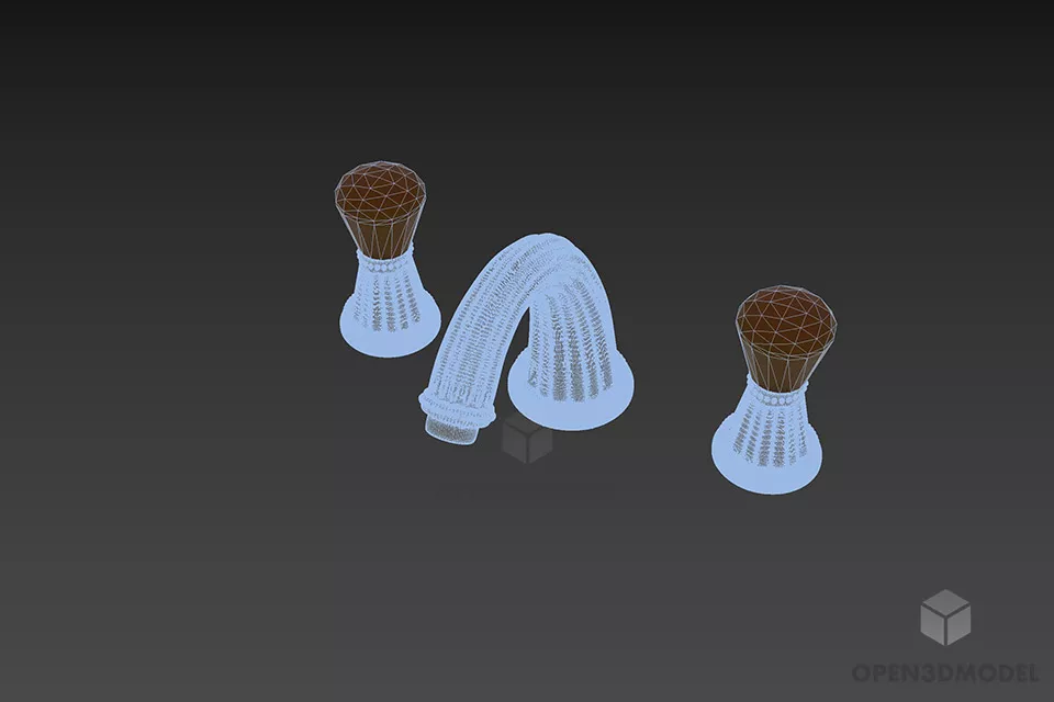 Silver Faucet Set Boutique Style 3d model 3