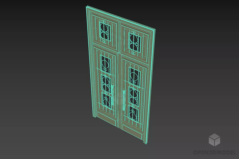 Door With Small Glass Windows 3d model 3