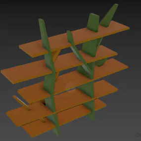 Wood Shelf Tree Shape Decorative 3d model