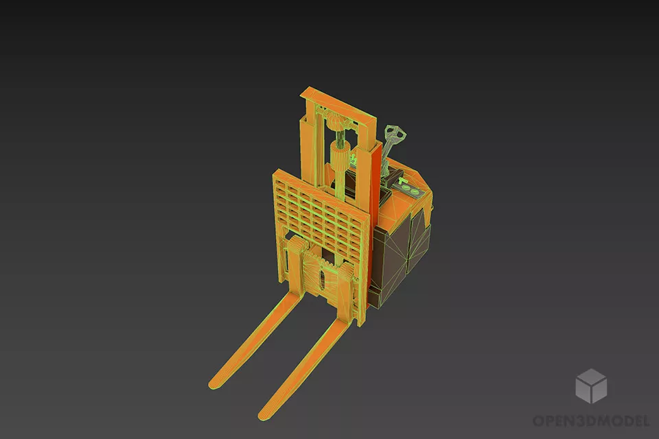 Forklift Yellow Painted 3d model 2