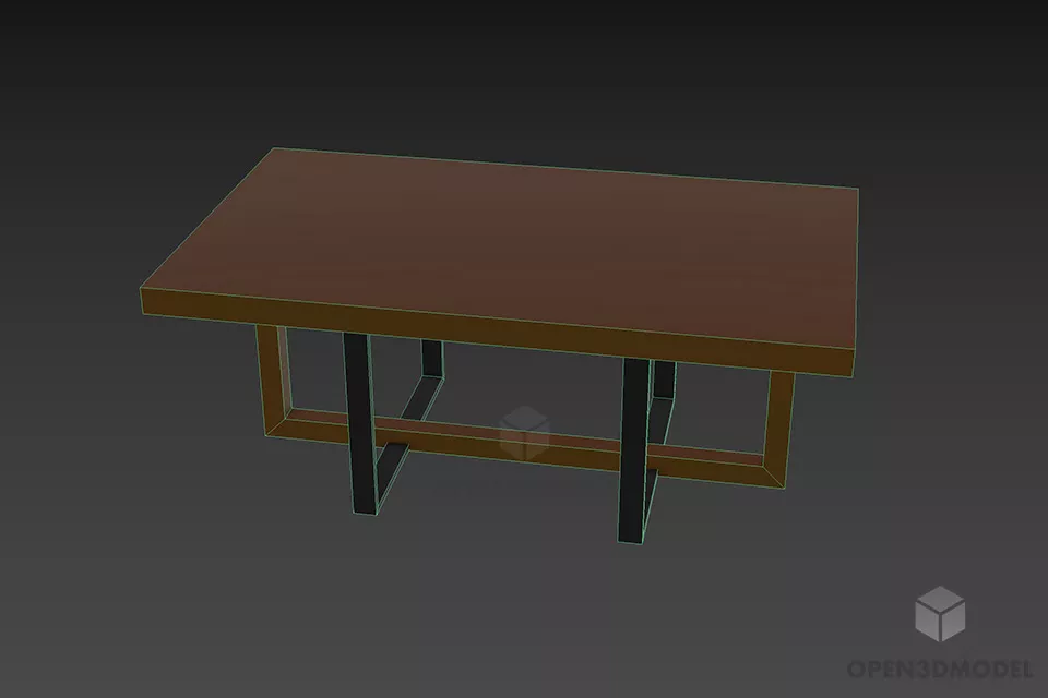 Coffee Table Rectangle Legs Shape 3d model 3