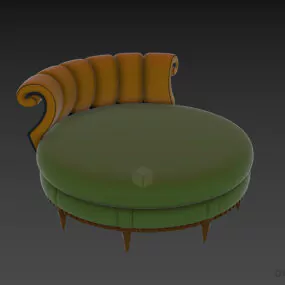 Daybed Round Sofa With Curved Back 3d model