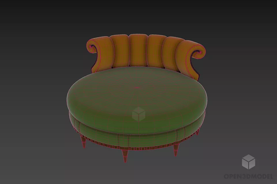Daybed Round Sofa With Curved Back 3d model 3