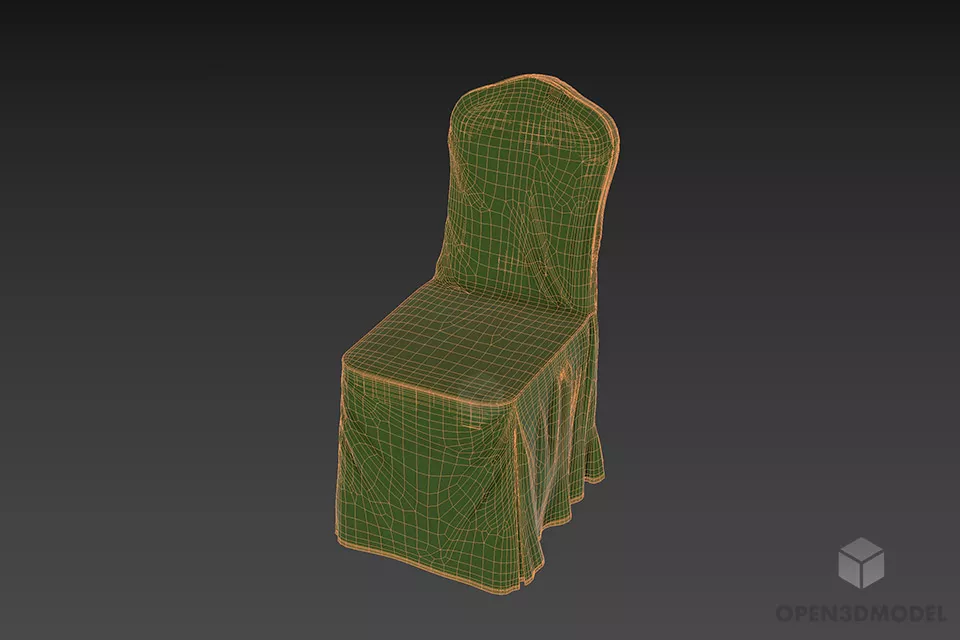 Restaurant Chair With Red Cover Cloth 3d model 2