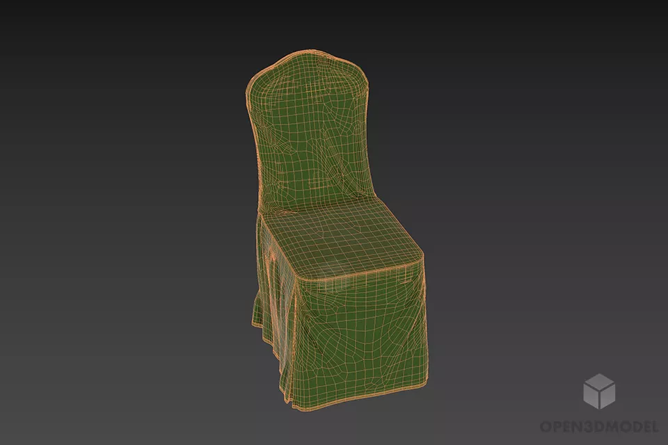 Restaurant Chair With Red Cover Cloth 3d model 3