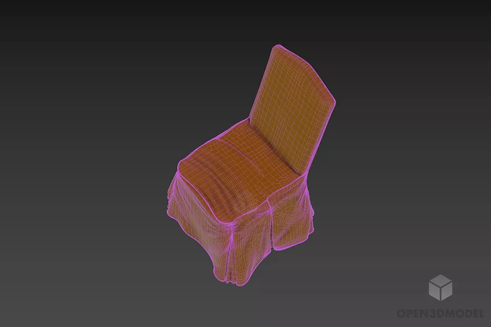 Chair With Cover Cloth For Party 3d model 2