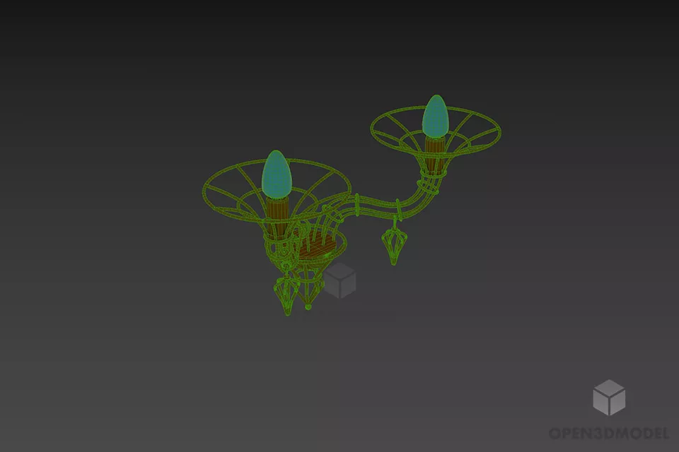 Boutique Sconce Lamp With Candles Bulb 3d model 2