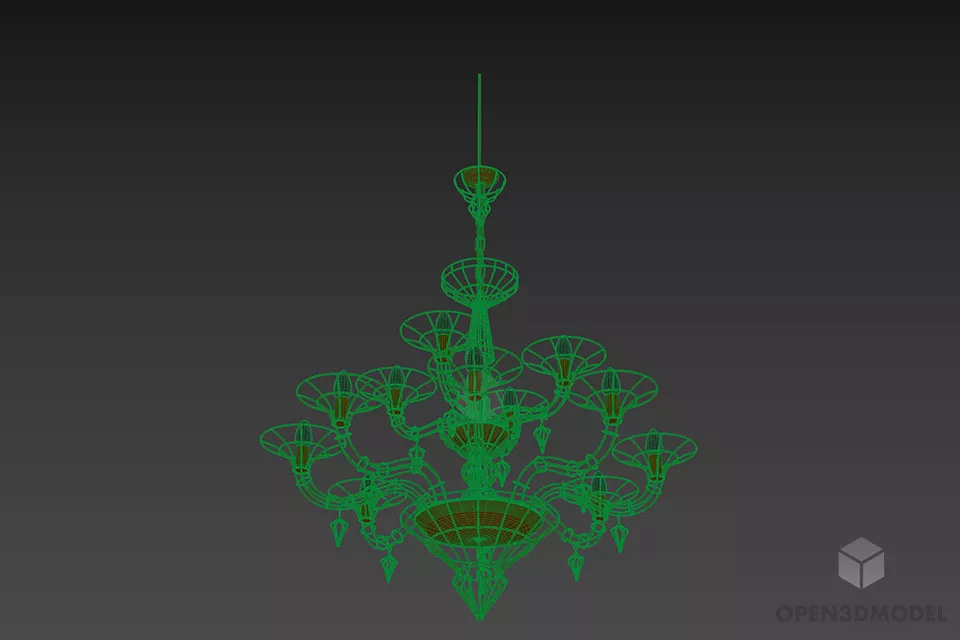 Boutique Ceiling Lamp With Candles Bulb 3d model 2