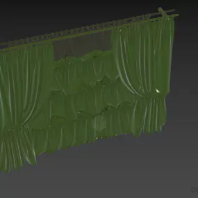Boutique Velvet Curtain Two Layers 3d model