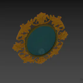 Retro Mirror With Carved Frame 3d model