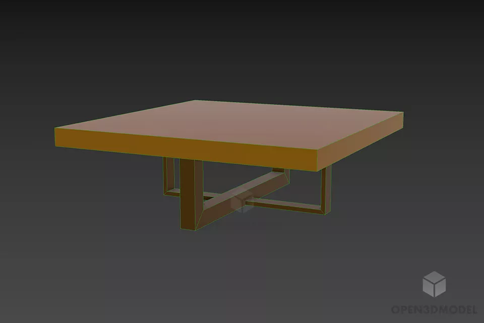 Simple Square Table, Coffee Table 3d model 2