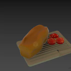 Bread Food On Disc 3d model