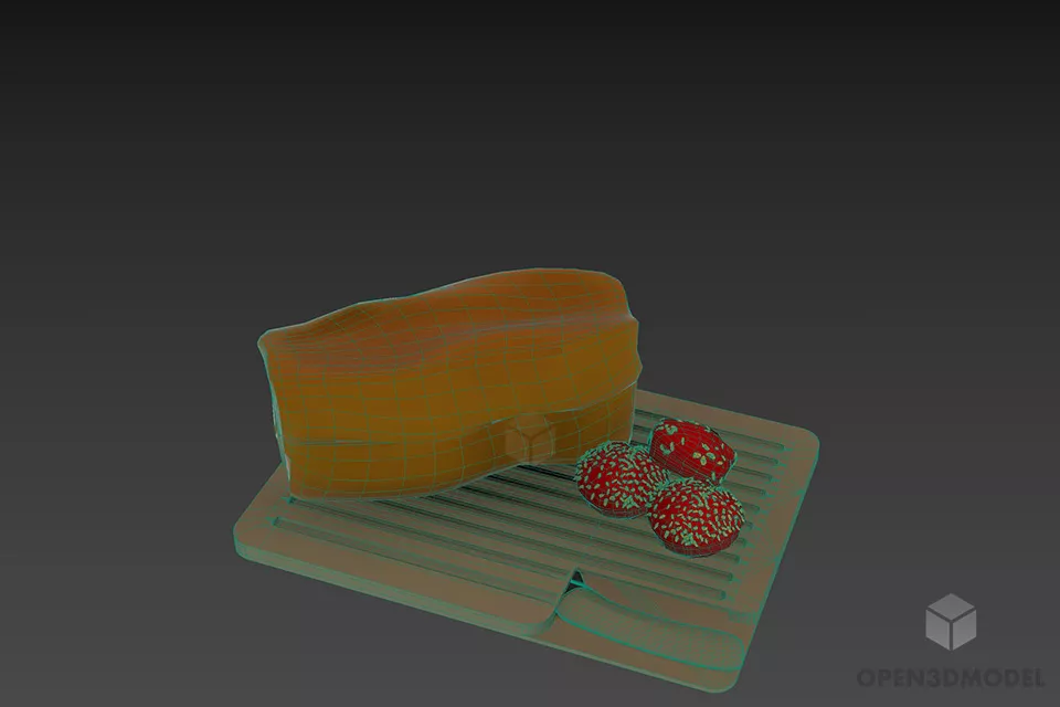 Bread Food On Disc 3d model 3