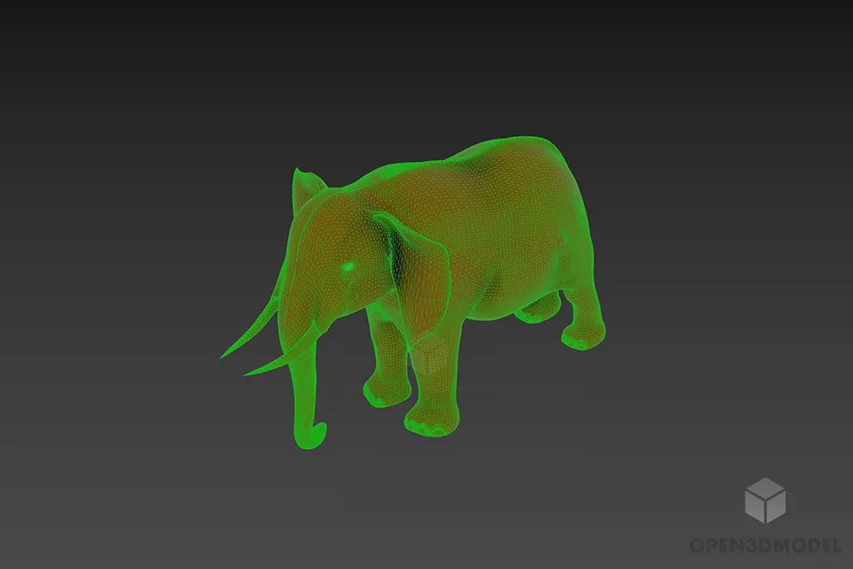 Figurine Elephant With Horn 3d model 2