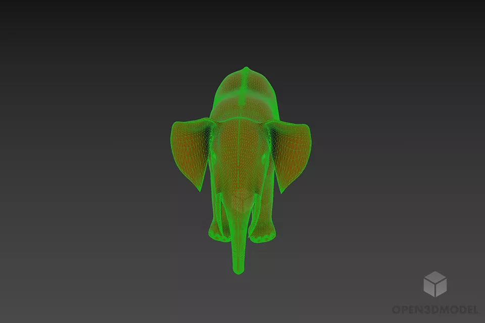 Figurine Elephant With Horn 3d model 3