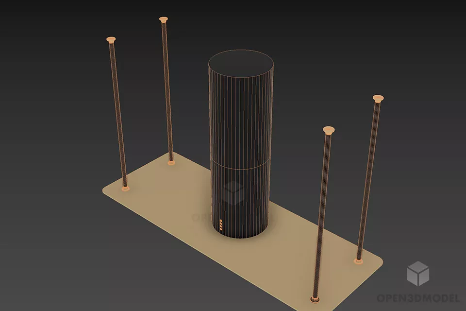 Simple Kitchen Vent Cylinder, Hanging Style 3d model 2