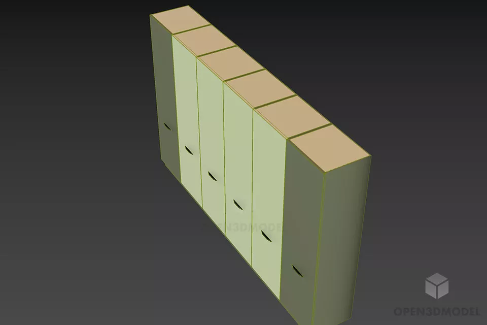 Kitchen Cupboard With Vertical Wood Textures 3d model 2