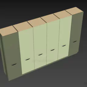 Kitchen Cupboard With Vertical Wood Textures 3d model