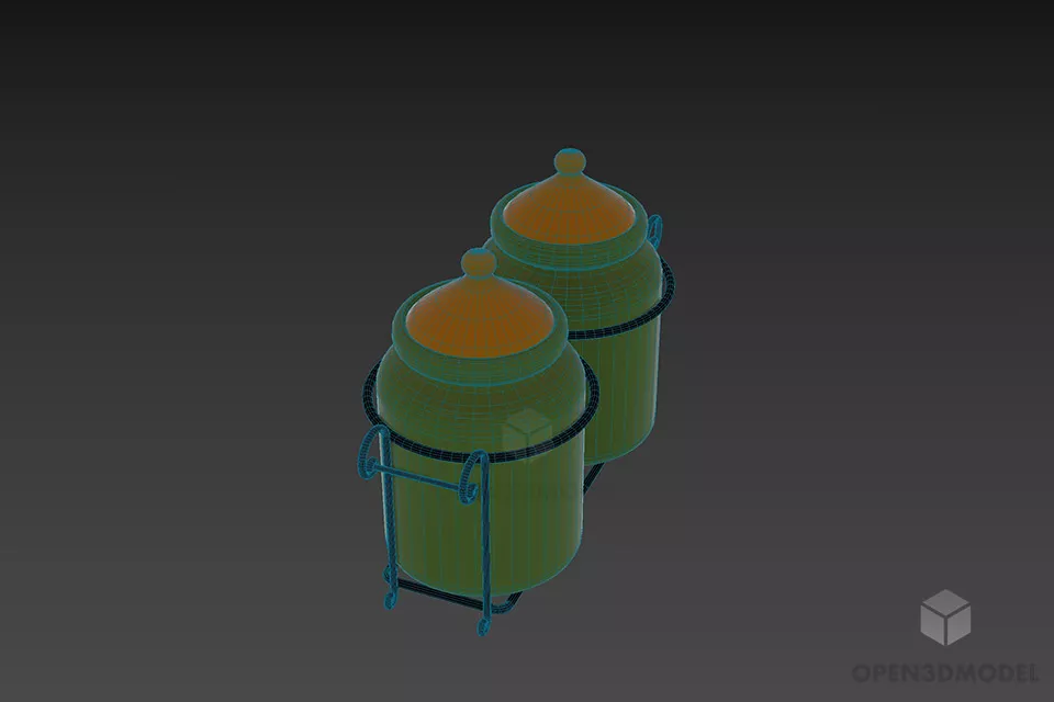 Set Of Dual Jar Glass 3d model 2