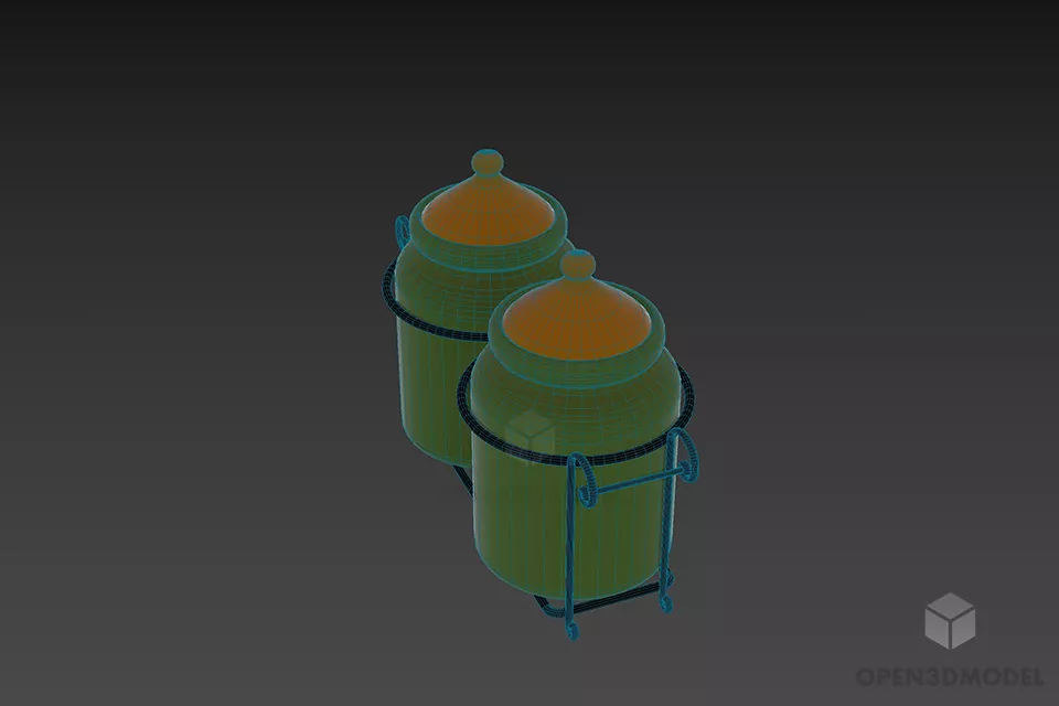 Set Of Dual Jar Glass 3d model 3