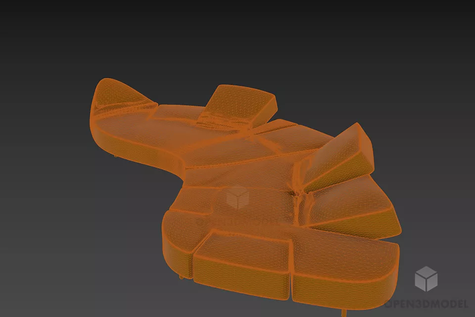 Waiting Curved Sofa Fabric Upholstery 3d model 2