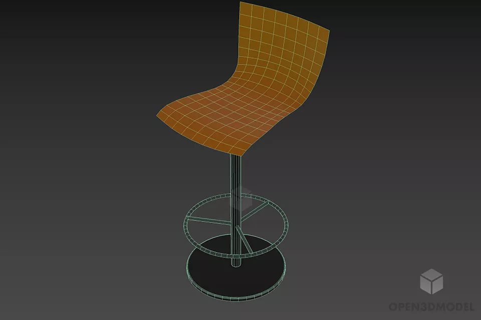 Modern Bar Chair Plastic Seat 3d model 2