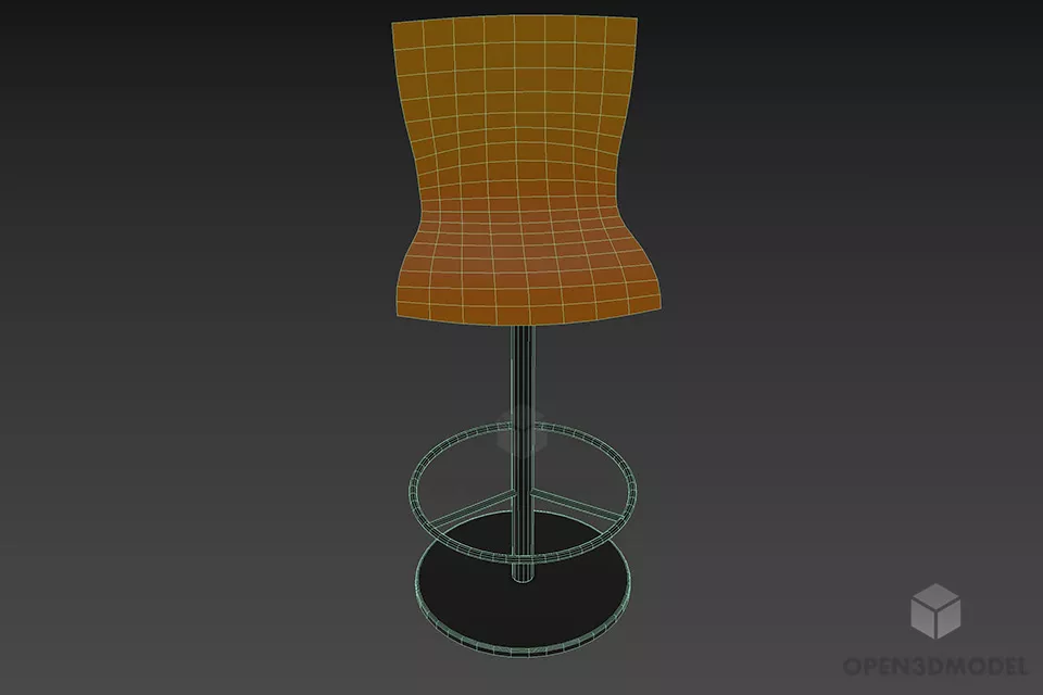 Modern Bar Chair Plastic Seat 3d model 3