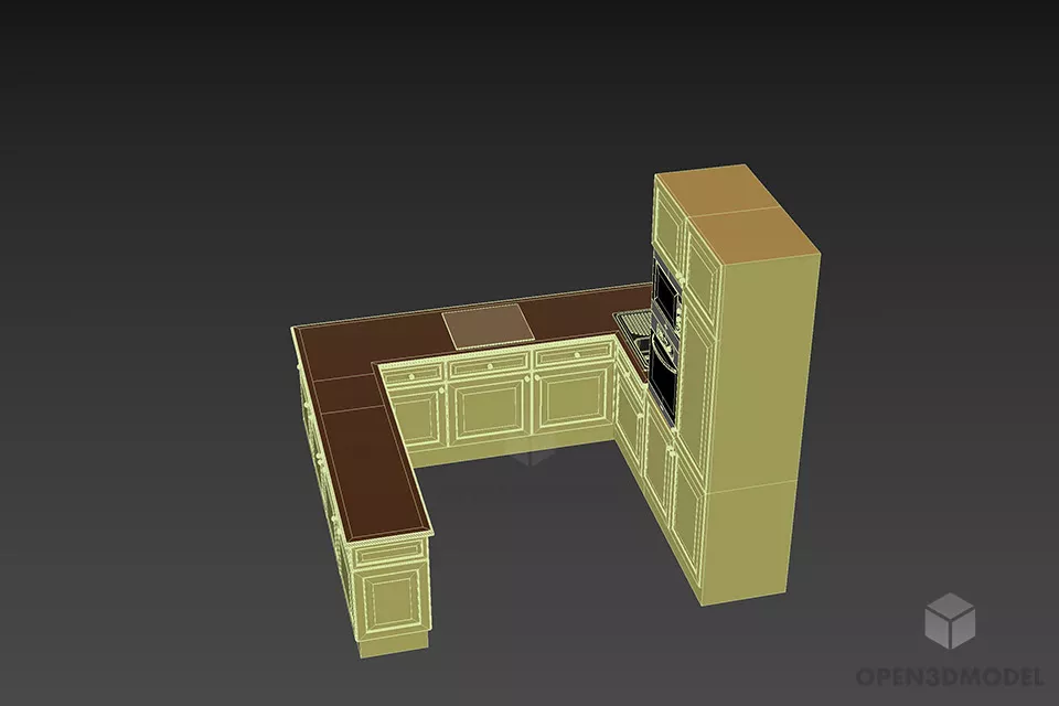 Kitchen Cabinet With Open Cabinet 3d model 3