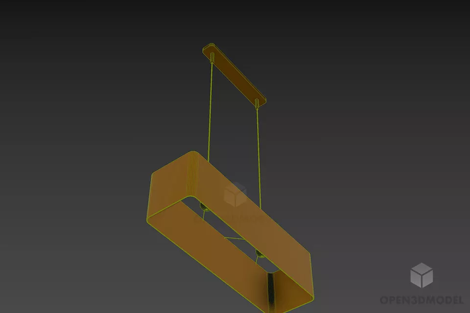 Hanging Pendant Lamp With Square Texture Shade 3d model 2