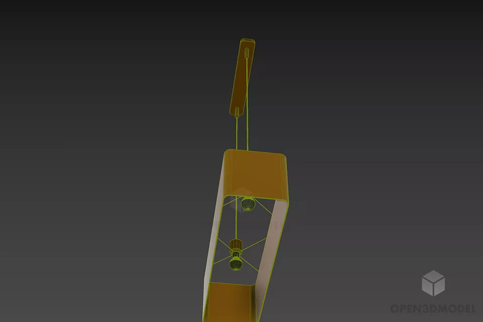 Hanging Pendant Lamp With Square Texture Shade 3d model 3